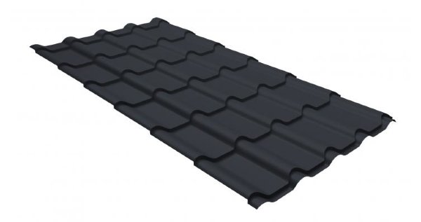 Металлочерепица камея GL 0,5 GreenCoat Pural RR 23 темно-серый (RAL 7024 мокрый асфальт) купить в Нальчике