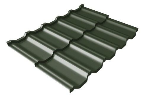 Металлочерепица модульная Квинта Uno Grand Line c 3D резом 0,5 GreenСoat Pural Matt RR 11 темно-зеленый (RAL 6020 хромовая зелень) купить в Нальчике