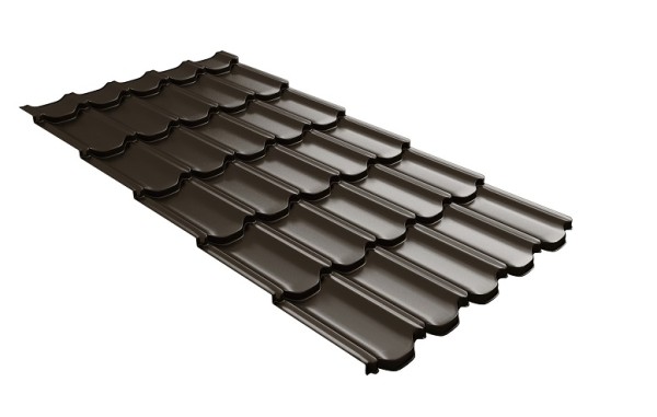 Металлочерепица квинта плюс с 3D резом 0,5 GreenСoat Pural RR 32 темно-коричневый (RAL 8019 серо-коричневый) купить в Нальчике