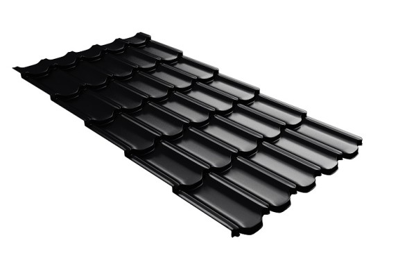 Металлочерепица квинта плюс с 3D резом 0,5 Quarzit lite RAL 9005 черный купить в Нальчике