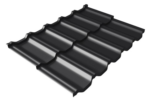 Металлочерепица модульная Квинта Uno Grand Line c 3D резом 0,5 Satin Мatt RAL 9005 черный купить в Нальчике