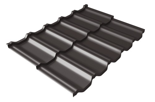 Металлочерепица модульная Квинта Uno Grand Line c 3D резом 0,5 GreenСoat Pural Matt RR 32 темно-коричневый (RAL 8019 серо-коричневый) купить в Нальчике