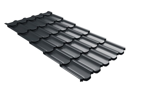 Металлочерепица квинта плюс с 3D резом 0,5 Satin RAL 7016 антрацитово-серый купить в Нальчике