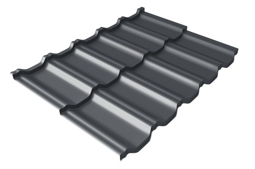 Металлочерепица модульная Квинта Uno Grand Line c 3D резом 0,5 Velur RAL 7024 мокрый асфальт купить в Нальчике